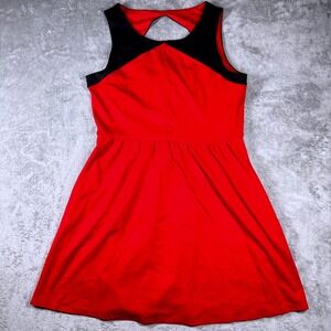 Chic Red Black Fit & Flare Dress Women's M Sleeveless Keyhole Back Party Jessica